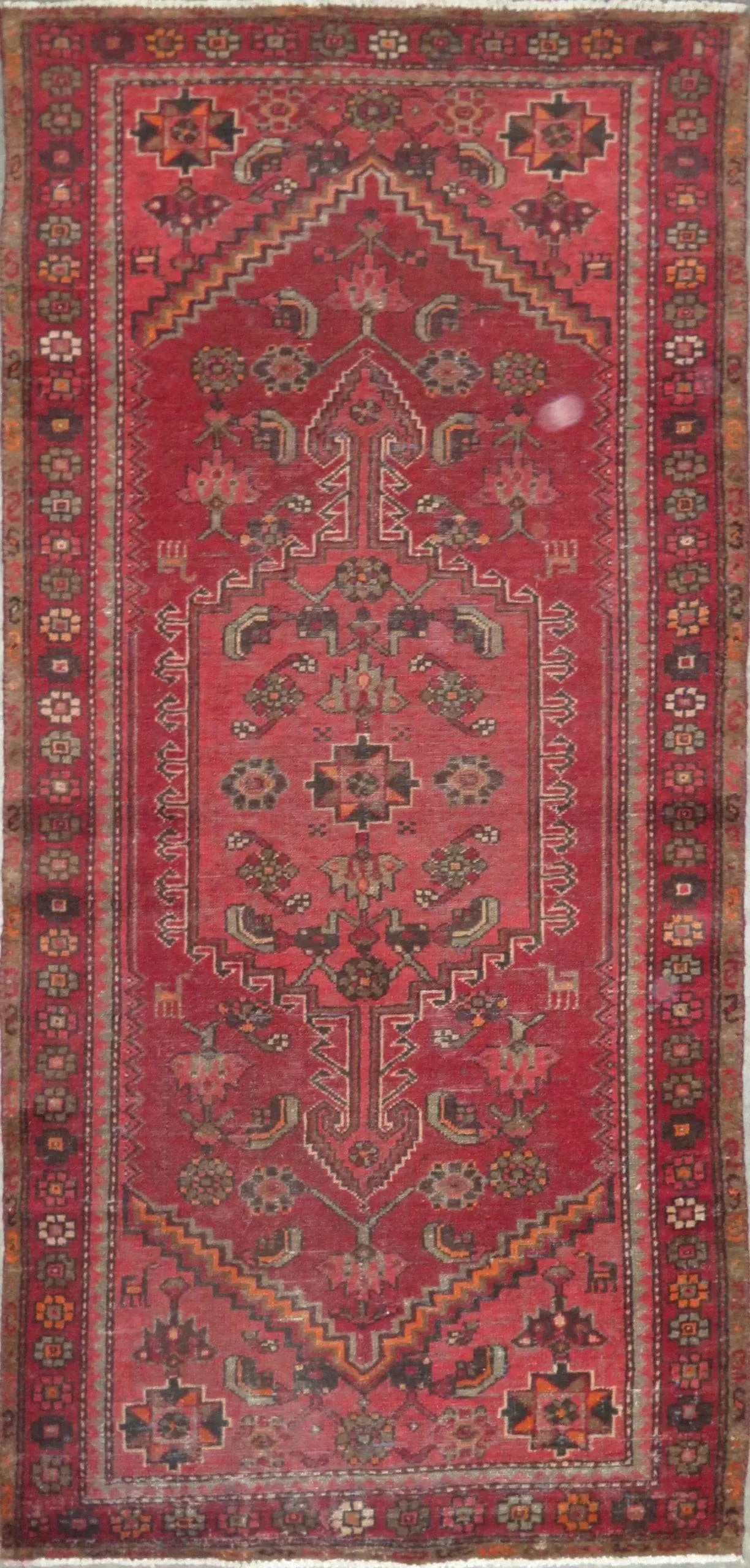 One Of The Kind Hand-Knotted Persian Wool Rug _ Luxurious Vintage Design, 6'2" x 2'10", Artisan Crafted
